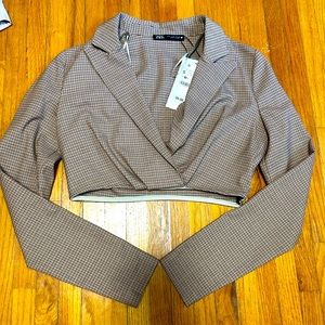 NWT Zara Long Sleeve Crop Top - Size Small